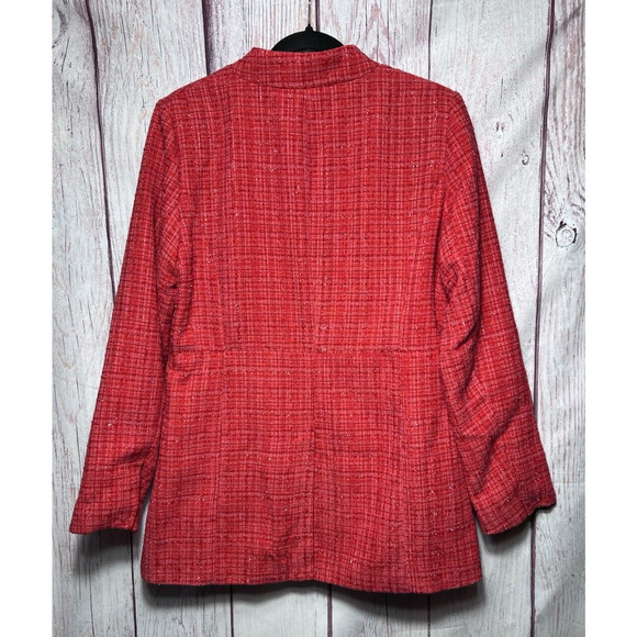 INC International Women's Tweed Red Blazer Holiday Special Occasion Formal Small - Picture 2 of 9